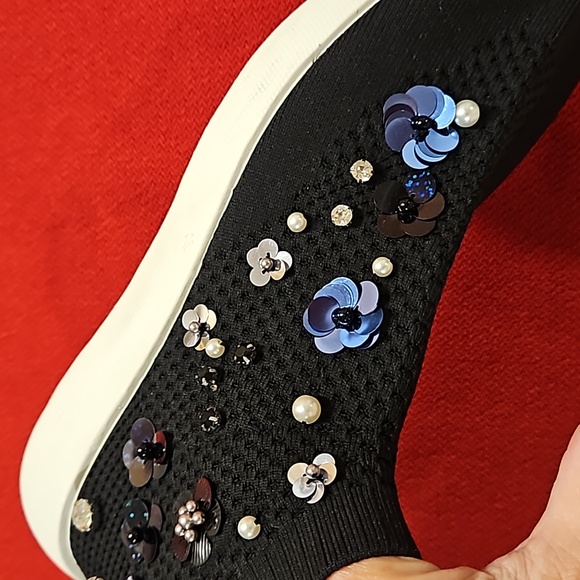 Zara Woman sequin beaded rhinestone embellished shoes sz.9.5 slip on NWOT - Picture 9 of 11